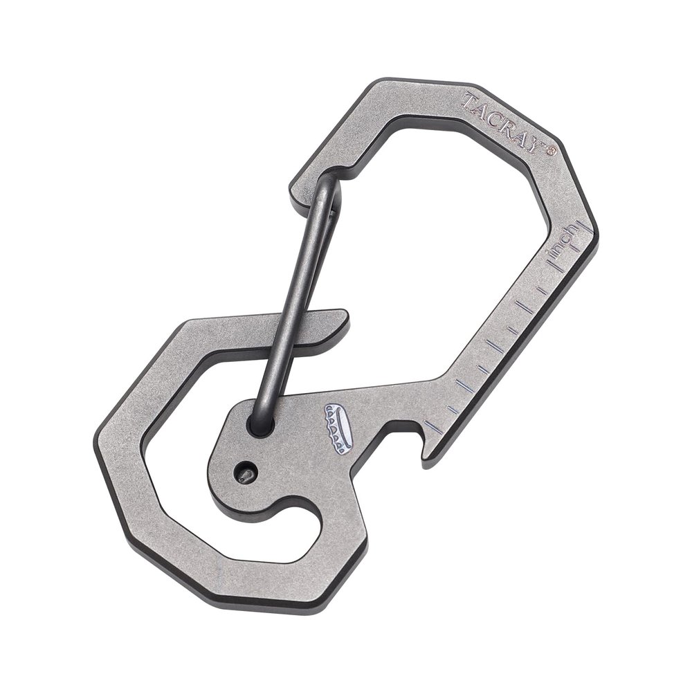 TACRAY Compact Carabiner Keychain Clip, Titanium EDC key holder, Anti-Lost Keychain Hook, Multi-tool Bottle Opener Keychain, Quick Released Backpack Clasp