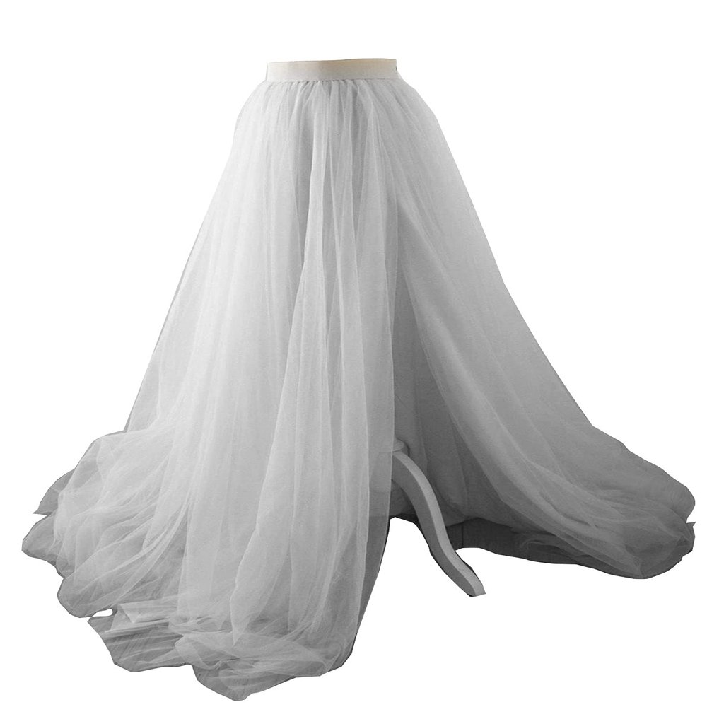 EllieHouse Adult Bride Split Long Maxi Prom Party Evening Tulle Skirt White 4XL