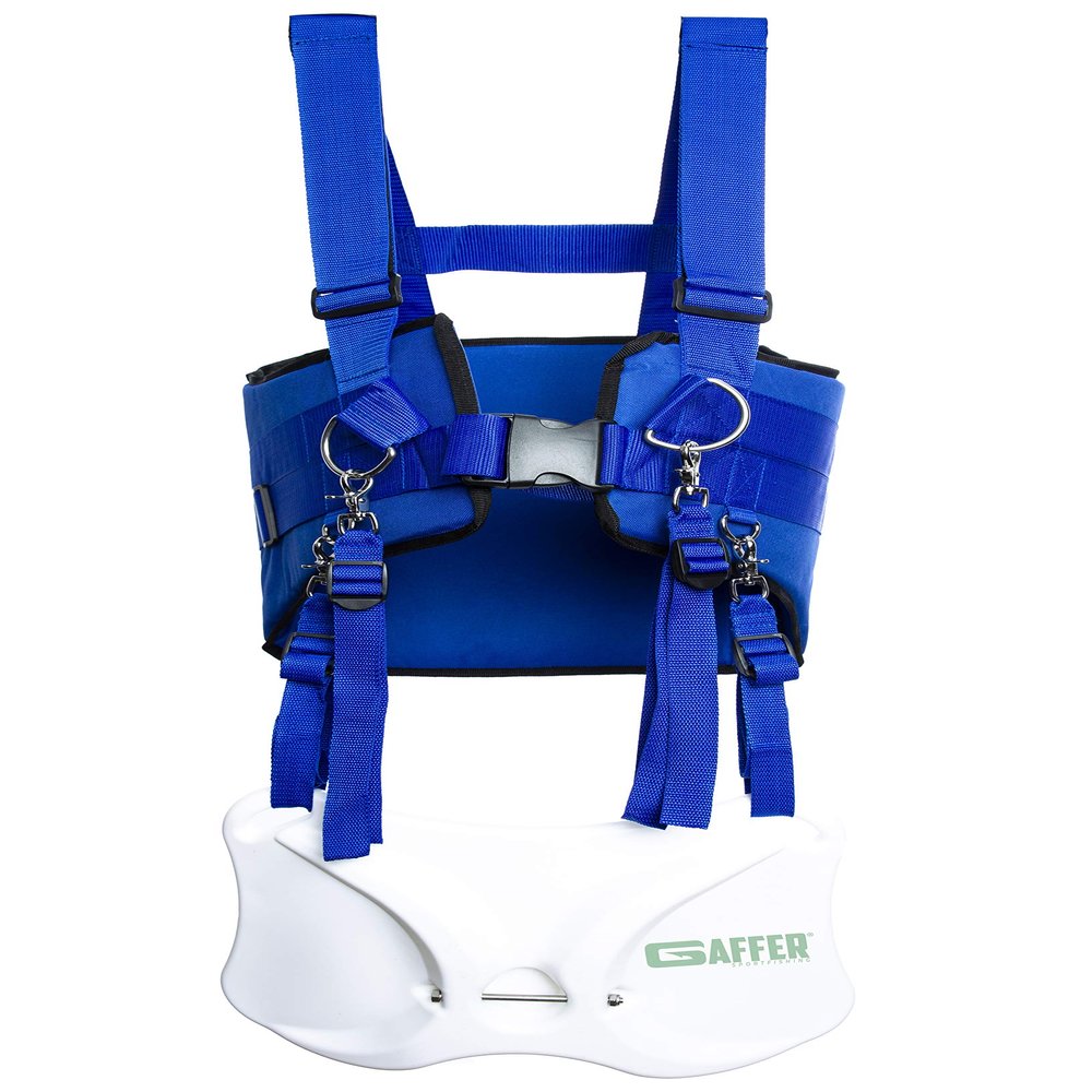 GAFFER SPORTFISHING Adjustable Fishing Belt & Shoulder Harness | Offshore Fighting Belt with Rod Holder | Foam-Padded Fish Fighting Harness | Durable Saltwater Stand-Up Rod Belt for Fishing - Blue