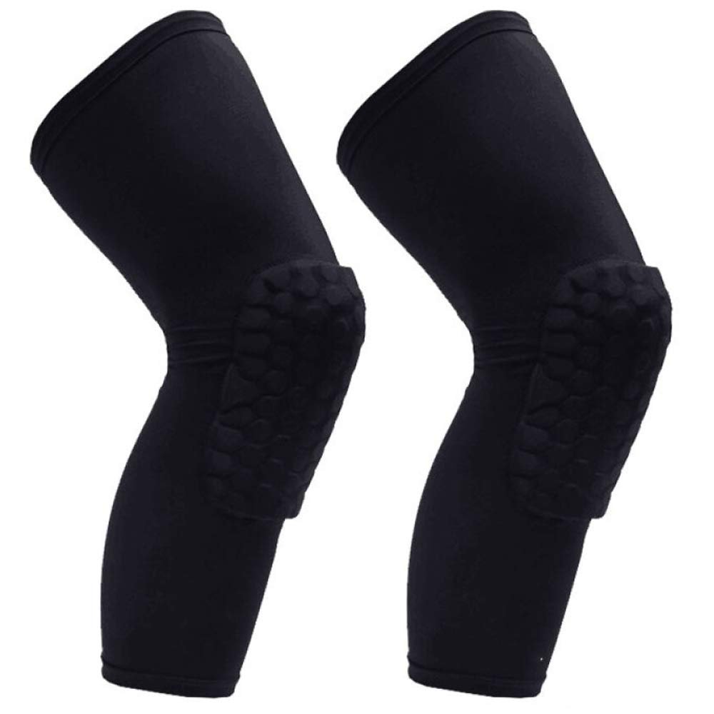 PISIQI Knee Pads Compression Pads Long Leg Sleeve Collision Avoidance Brace Protection Knee Sleeve for Basketball Football Volleyball Cycling (1 Pair)