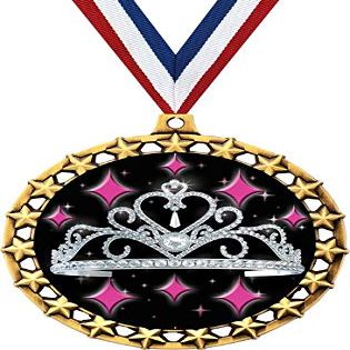 Crown Awards Beauty Queen Medal, 2 1/2" Galaxy Star Princess Tiara Pageant Medals, Great Beauty 100 Pack Prime