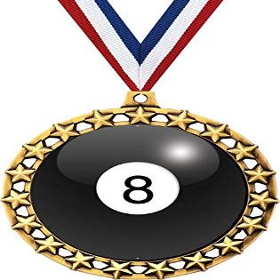 Billiards Medal, 2 1/2" Galaxy Star Billiards 8 Ball Medals, Great 8 Ball Pool Awards 50 Pack Prime