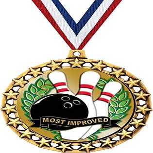 Bowling Medal, 2 1/2" Galaxy Star Bowling Most Improved Medals, Great Bowling Awards 50 Pack Prime