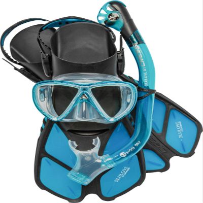 Cressi Ocean Set Snorkeling Sets, Translucent Aquamarine, L/XL