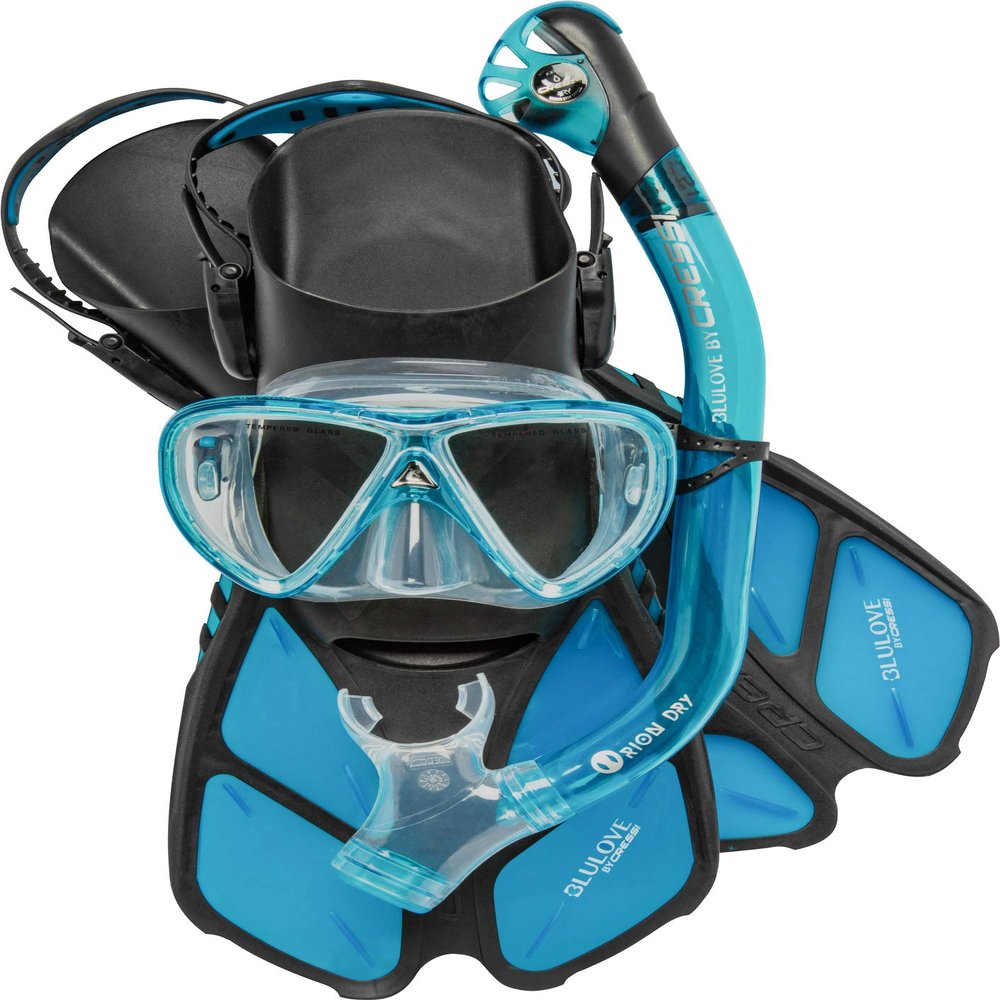 Cressi Ocean Set Snorkeling Sets, Translucent Aquamarine, L/XL
