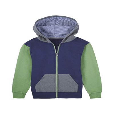 Fruit of the Loom boys Fleece Sweatshirts, Hoodies, Sweatpants & Joggers Shirt, Full Zip - Navy/Green, Medium US