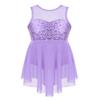 ACSUSS Kids Girls Shiny Sequins Ballet Dance Tutu Dress Tank Top Leotard Lyrical Latin Jazz Modern High Low Dance Dress Lavender 14 view 1