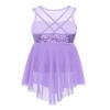 ACSUSS Kids Girls Shiny Sequins Ballet Dance Tutu Dress Tank Top Leotard Lyrical Latin Jazz Modern High Low Dance Dress Lavender 14 view 2