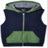 Fruit of the Loom Boys' Fleece Full Zip Sleeveless Vest, GHOST NAVY/GAMETIME GREEN/CHARCOAL HEATHER, X-Small view 1