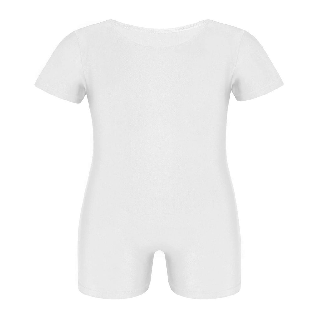 Agoky Kids Boys Girls Team Basic Gymnastics Leotard Ballet Dance Jumpsuit Unitard Bodysuit Athletic Biketard White 10