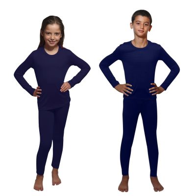 Ultra Dry Children Thermal Underwear Set by Outland; Base Layer; Soft Fleece; Top&Leggings Navy