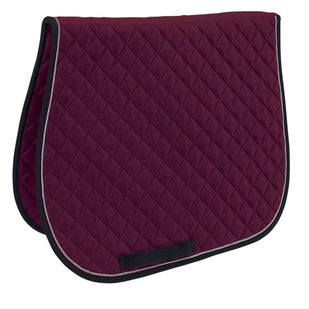 Dover Saddlery DS Quilted All-Purpose Piped Saddle Pad, Size: All-Purpose-A/P, Color: Burgundy/Light Grey/Black