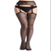 Confonze Women's High Waist Fishnet Tights Suspenders Pantyhose Thigh High Stockings Black (Black-6093) view 1