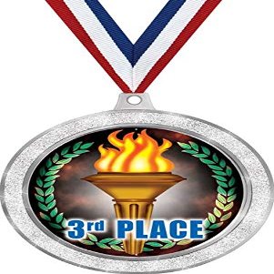 3rd Place Medal, 2 1/2" Silver Glitter Third Place Medals, Great Third Place Awards 50 Pack Prime