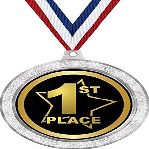 1st Place Medal, 2 1/2" Silver Glitter First Place Medals, Great First Place Awards 20 Pack Prime
