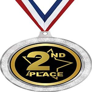 2nd Place Medal, 2 1/2" Silver Glitter Second Place Medals, Great Second Place Awards 50 Pack Prime
