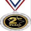 2nd Place Medal, 2 1/2" Silver Glitter Second Place Medals, Great Second Place Awards 50 Pack Prime view 1