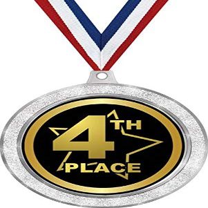 4th Place Medal, 2 1/2" Silver Glitter Fourth Place Medals, Great Fourth Place Awards 50 Pack Prime