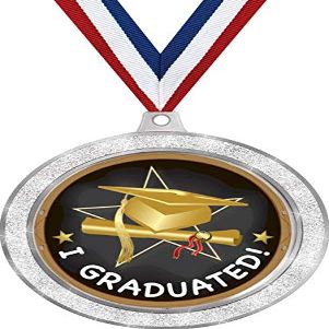 2 1/2" Silver I Graduated Medal, Glitter Graduating Awards 50 Pack Prime