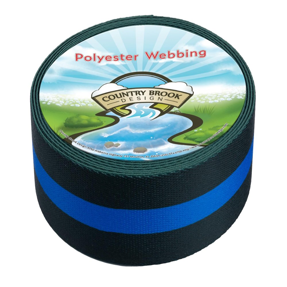 Country Brook Design - Thin Blue Line Polyester Webbing (1 1/2 Inch, 20 Yards)