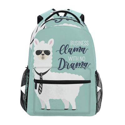 senya School Backpack Cool Business Llama with No Drama Teens Girls Boys Schoolbag Travel Bag