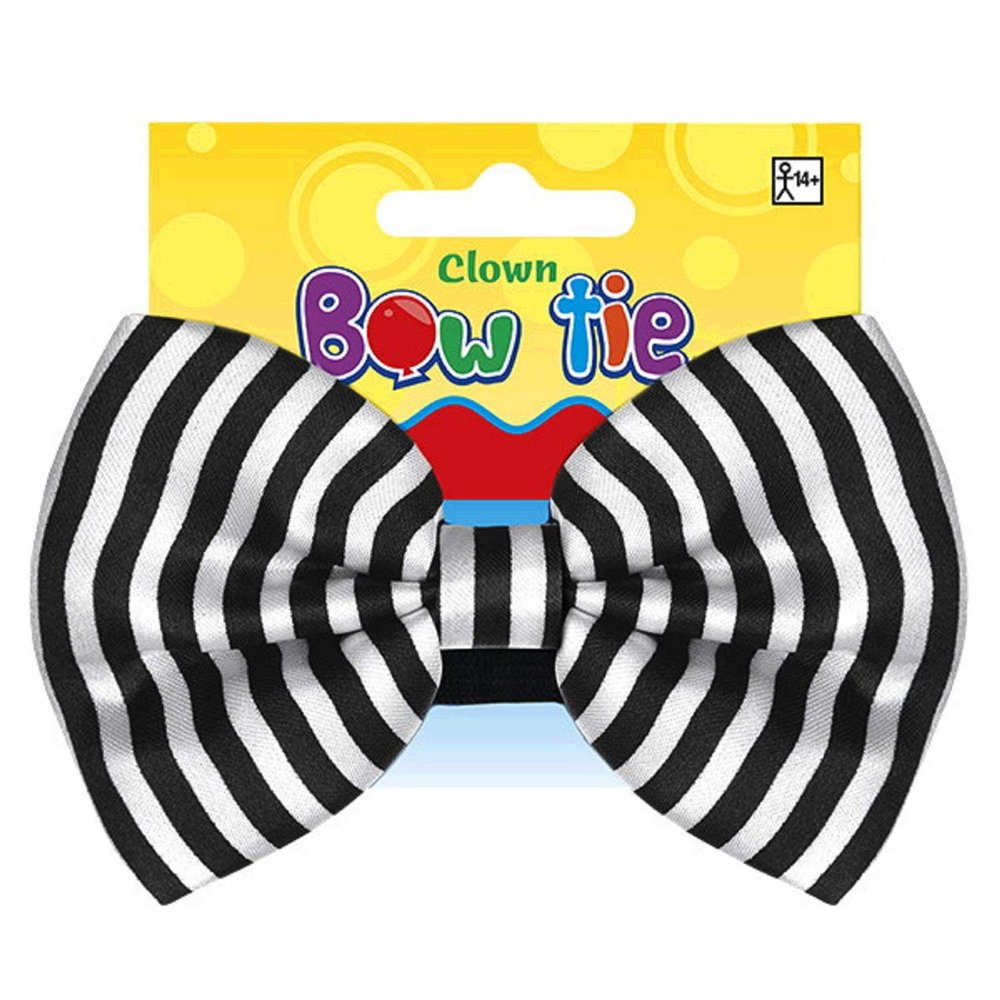 Black & White Striped Clown Bow Tie - 3.25" x 3.5" (Pack of 1) - Premium Quality, Pre-Tied, Adjustable Neckband, Perfect for Weddings, Parties & Special Events