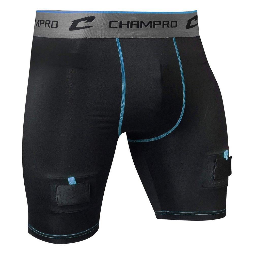 Champro Youth Crease Hockey Compression Jock Short, Black, Small