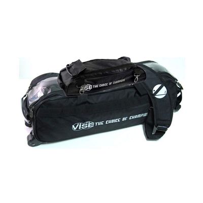 Vise Clear Top 3 Ball Tote Roller Bowling Bag with Shoe Bag- Black