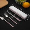 DEVICO Travel Utensils with Case, 4Pcs Portable Silverware Set for Work, 18/8 Stainless Steel Reusable Cutlery, Korean Spoon and Chopsticks Fork for Camping, School, Lunch Box Accessories (Pink) view 3