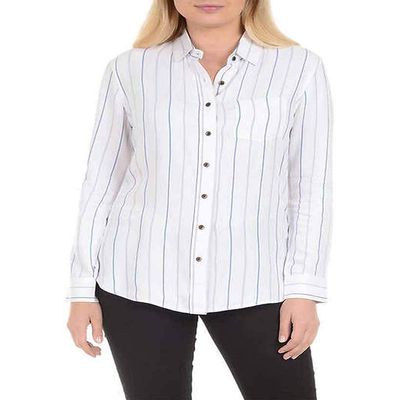 JACHS Girlfriend Ladies' Button Down (XX-Large, Blue/White)