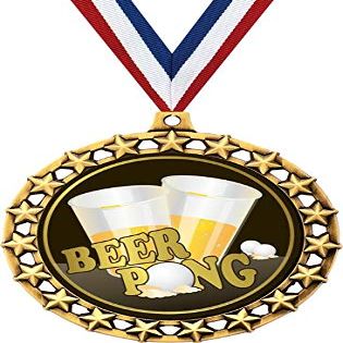 Beer Pong Medal, 2 1/2" Galaxy Star Beer Pong Medals, Great Beer Awards 50 Pack Prime