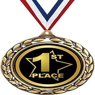 1st Place Medals - 2 1/2" Laurel Wreath First Place Medal - Great First Place Awards for Kids 50 Pack