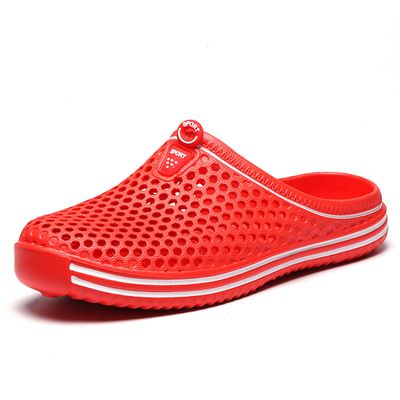 ILINXUAN Womens Mens Bathroom Garden Non-slip Hole Breathable Lightweight Sandals Unisex Beach Quick Drying Sandals Couple Indoor/Outdoor Slippers Red EU 39