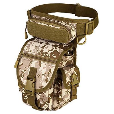 Gexgune Climbing Bags | Waterproof Nylon Tactical Drop Leg Bag Molle System Hunting Tool Waist Pack Belt Thigh Pouch Men Women Military EquipmentDesert Camo