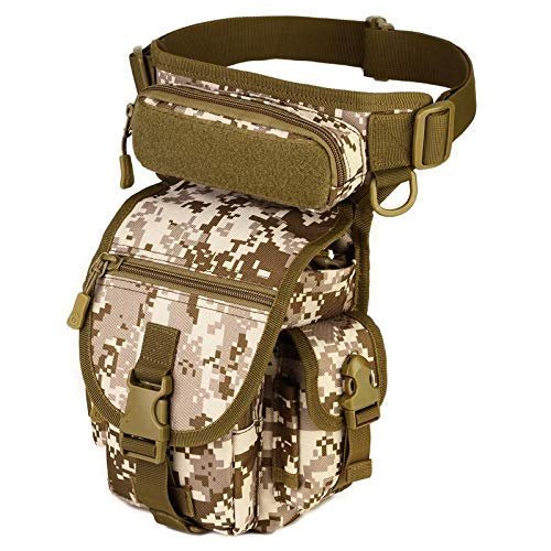 Gexgune Climbing Bags | Waterproof Nylon Tactical Drop Leg Bag Molle System Hunting Tool Waist Pack Belt Thigh Pouch Men Women Military EquipmentDesert Camo