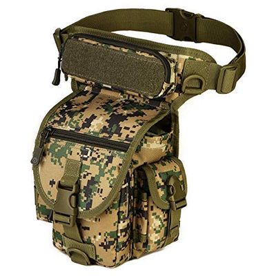 Gexgune Climbing Bags | Waterproof Nylon Tactical Drop Leg Bag Molle System Hunting Tool Waist Pack Belt Thigh Pouch Men Women Military EquipmentJungle Camo