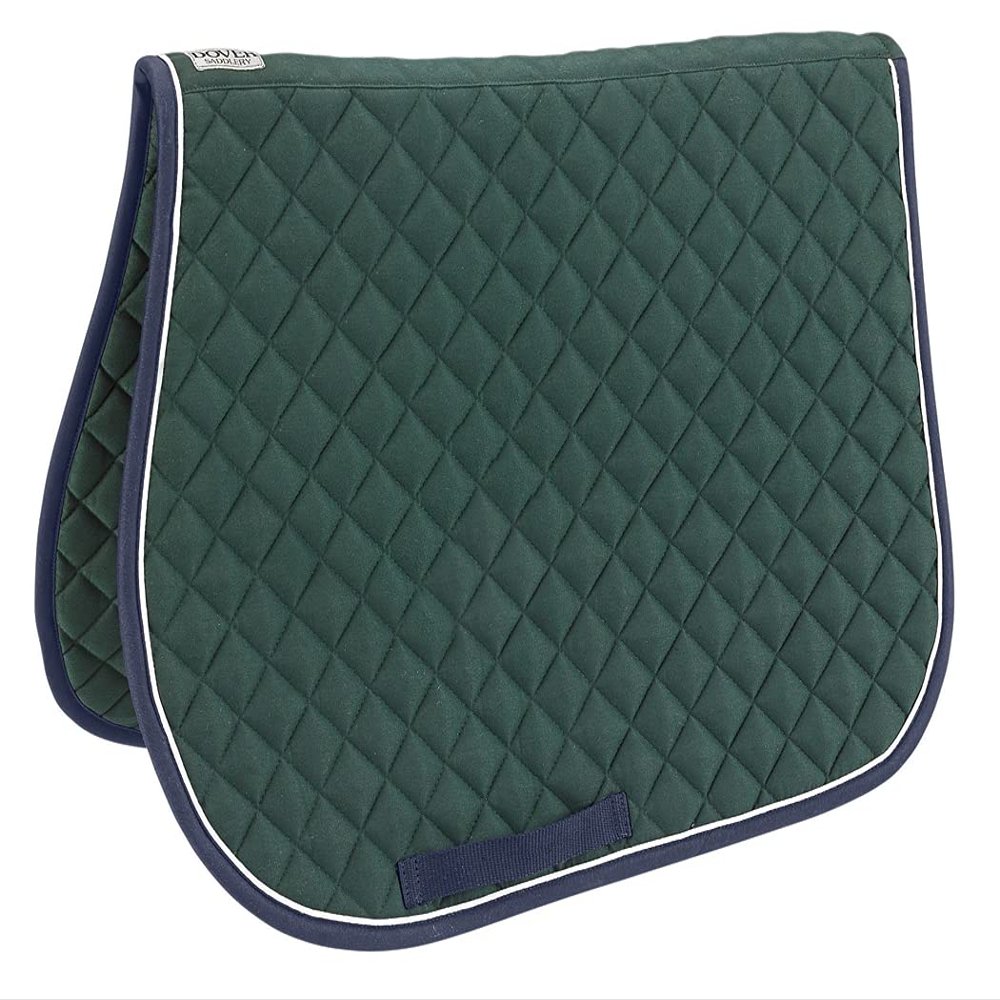 Dover Saddlery DS Quilted All-Purpose Piped Saddle Pad, Size: All-Purpose-A/P, Color: Hunter/White/Navy