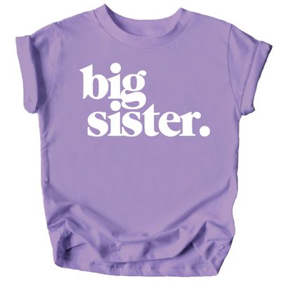 Bold Big Sister Colorful Sibling Reveal Announcement T-Shirt for Baby and Toddler Girls Sibling Outfits Purple Shirt 18 Months