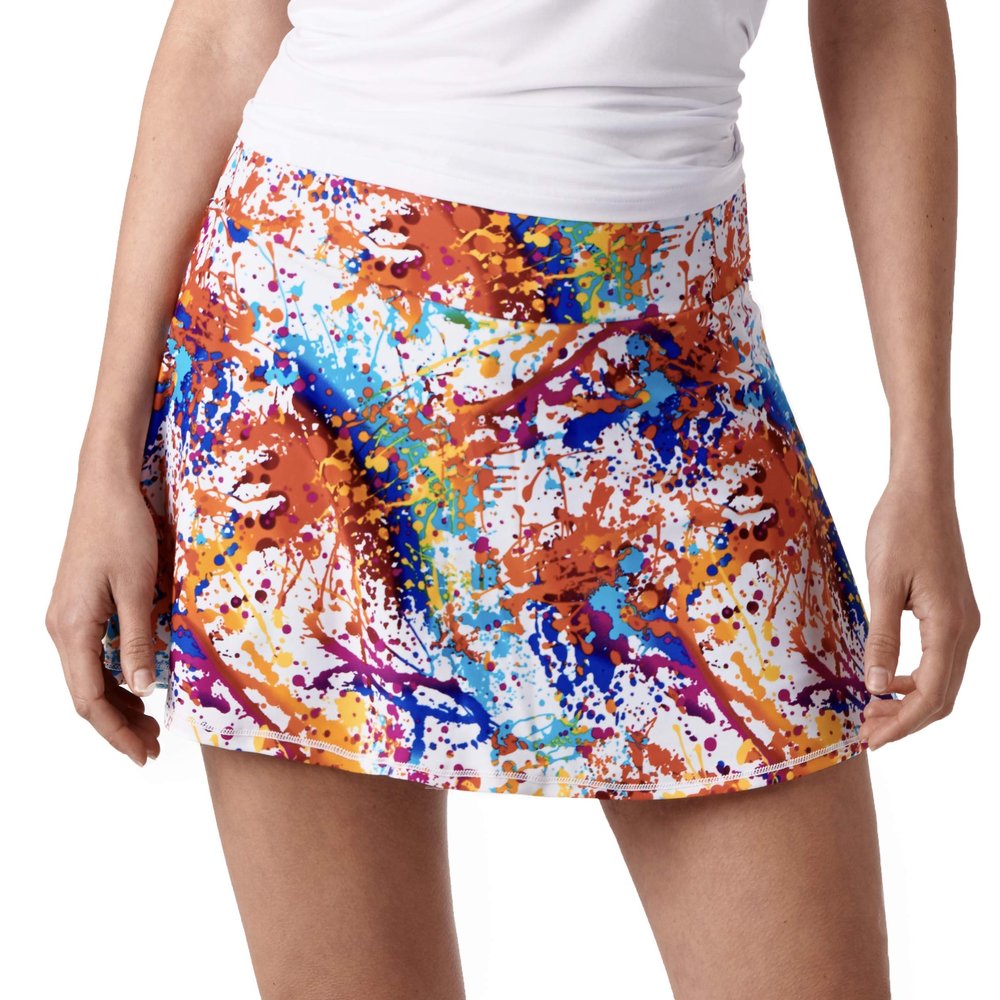 Queen of the Court Splatter Paint Womens Performance Athletic Skirt |Tennis | Running | Training | Pickle Ball Skort (X-Large)