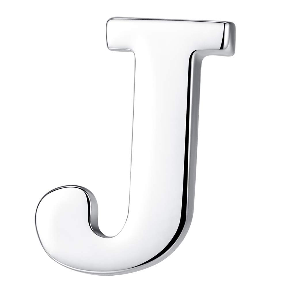 HONEY BEAR Initial Alphabet Letter Lapel Pins Collar Badge Brooches for Mens/Womens Shirt Dress Decoration Silver J 0.94inch