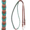 Martin Saddlery Latigo Laced Barrel Rein 3/4-inch Thick Buckle and Keeper Snap Ends, Turquoise view 2