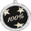 Corporate Medal, 2 1/2" Silver Glitter Corporate 100% Medals, Great Hundred Percent Awards 50 Pack Prime view 2