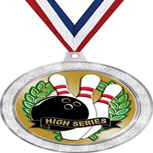 Bowling Medal, 2 1/2" Silver Glitter Bowling High Series Medals, Great Bowling Ball Awards 50 Pack Prime