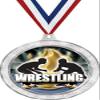 Wrestling Medal, 2 1/2" Silver Glitter Titan Series Wrestling Medals, Great Wrestler Awards 100 Pack view 1