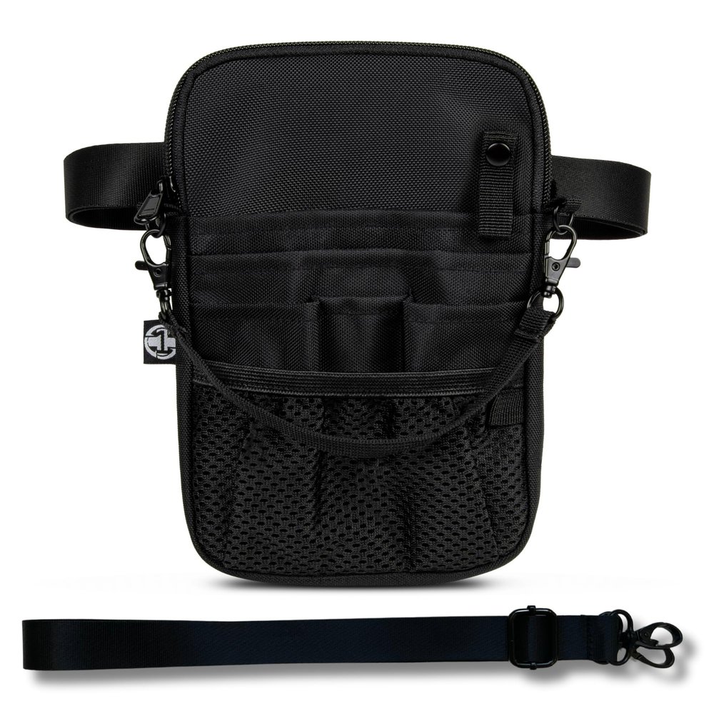 First Lifesaver 4-in-1 Nurse Fanny Pack with Medical Gear Pockets, Tape Holder, and Utility Storage for Stethoscopes, Bandage Scissors, and Emergency Supplies, Student and Nurse Use (Black)