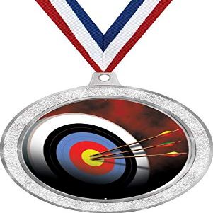 Archery Medal, 2 1/2" Silver Glitter Archery Board Medals, Great Archery Target Awards 100 Pack Prime