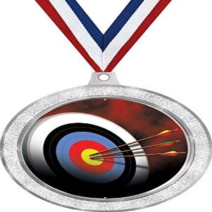 Archery Medal, 2 1/2" Silver Glitter Archery Board Medals, Great Archery Target Awards 100 Pack Prime