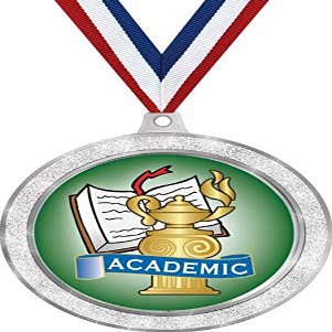 Academic Medal, 2 1/2" Silver Glitter Kids Academic Medals, Great Education Awards 50 Pack Prime