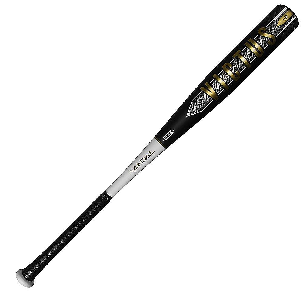 Victus Vandal BBCOR Black/White/Gold -3 Baseball Bat, 33 inch / 30 oz, Black/White/Gold