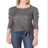 A. Byer Juniors Tie Front Top, Charcoal, XL view 1